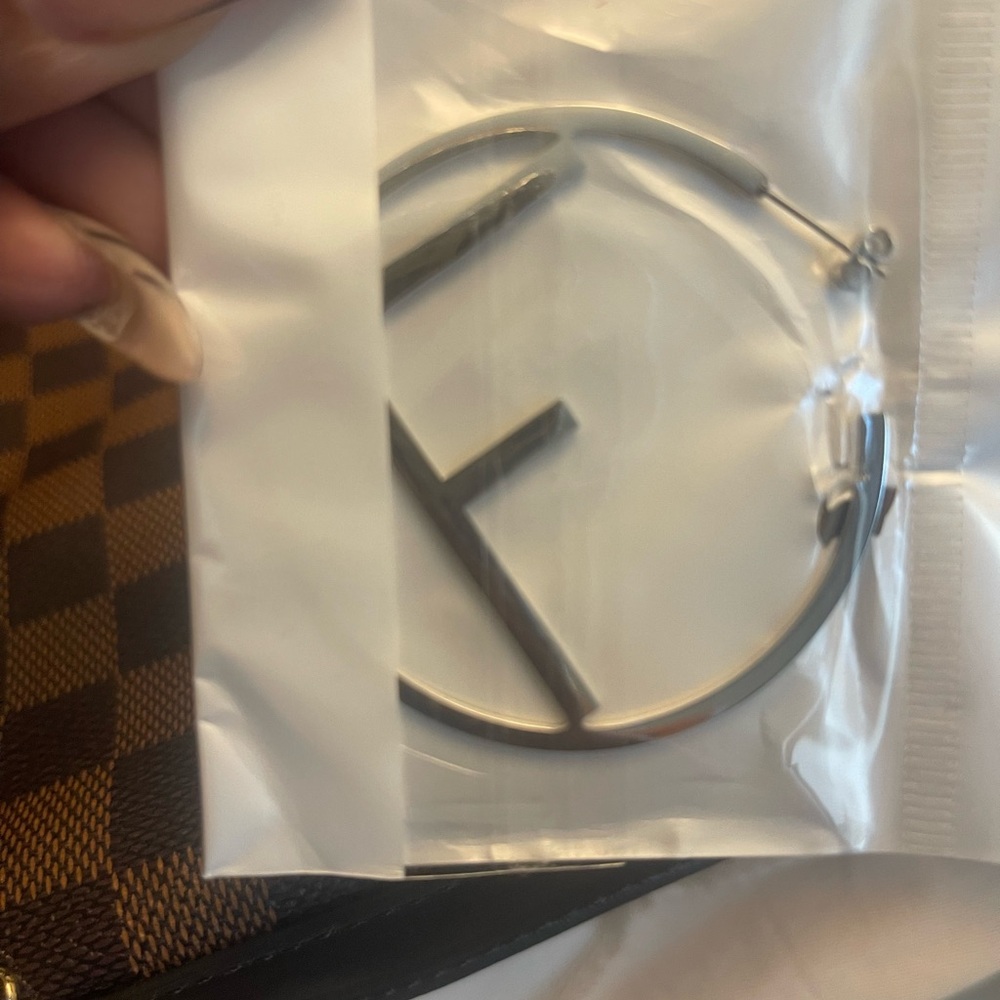 F Silver Stainless Steel Post Back Earrings